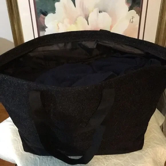 Wild Fable Lurex Shinning Tote Handbag - Black - Picture 4 of 6